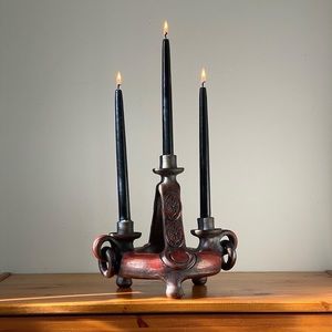 Rare vintage Transylvania Ceramic trio candelabra by BLEDEA (Ceramica Baia Mare)